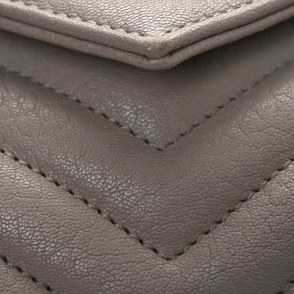 Saint Laurent Sheepskin Matelasse Chevron Monogram Medium College Bag Dark Beige 12 of 13
