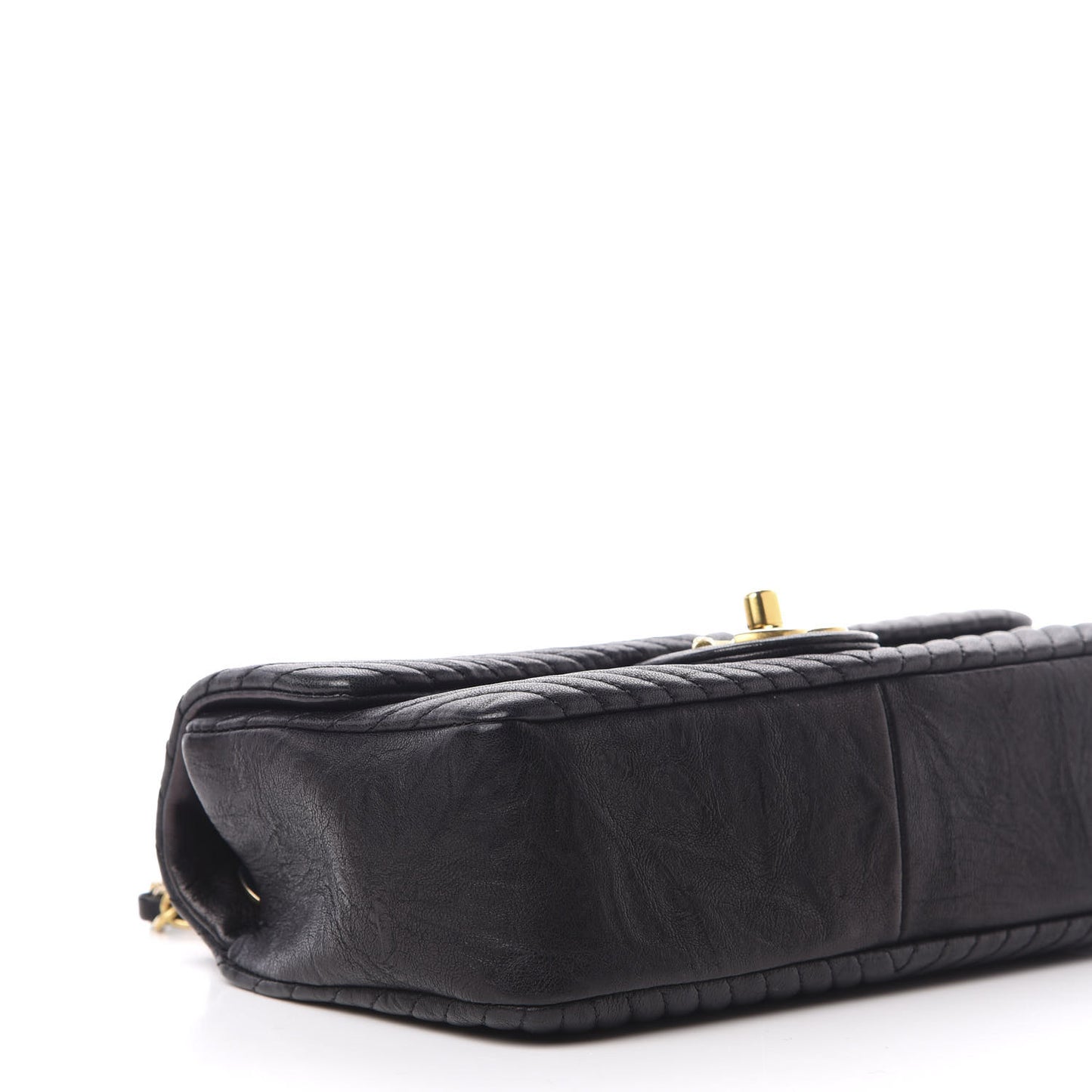 Calfskin Surpique Chevron Small Flap Black