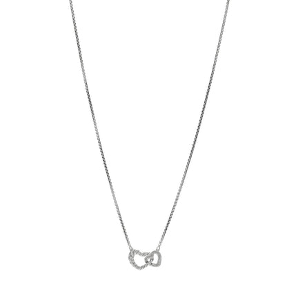 David Yurman Sterling Silver Diamond Cable Collectibles Interlocking Heart Necklace 1 of 4
