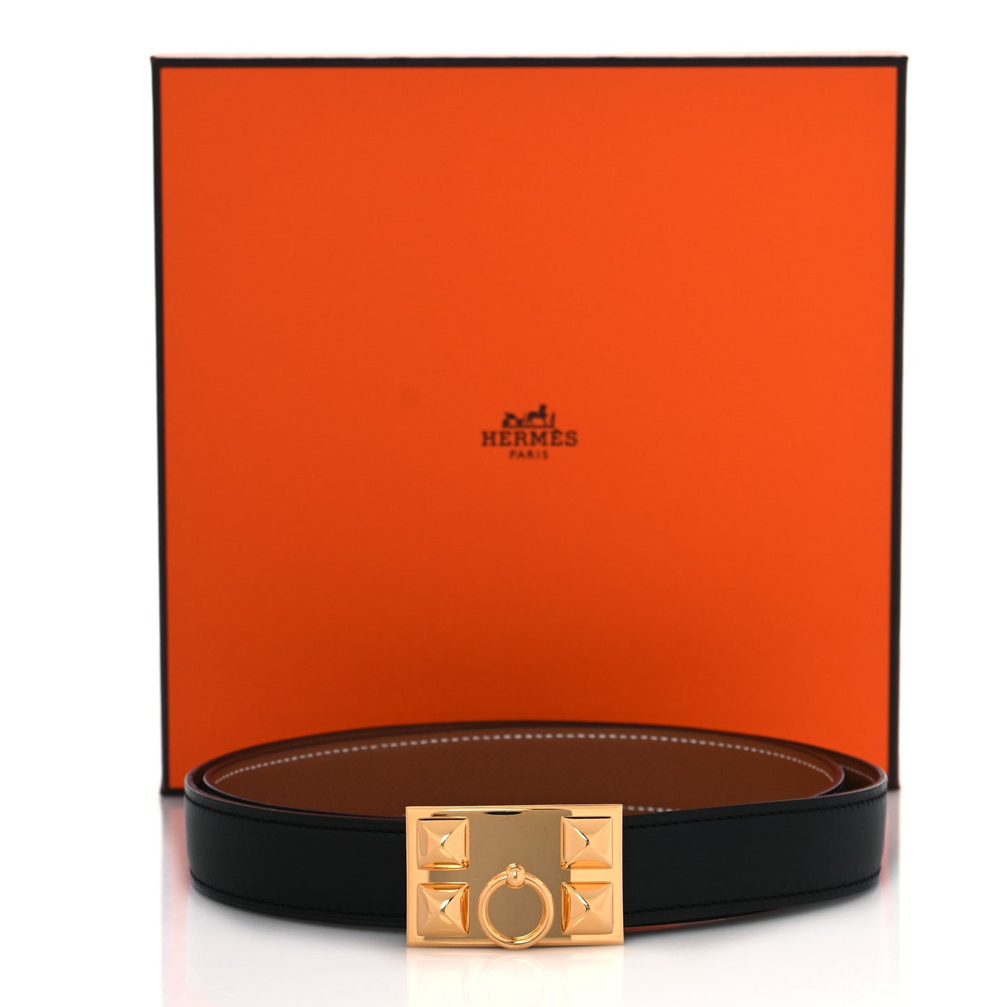 Swift Epsom 32mm Collier De Chien CDC Belt 85 Black Gold