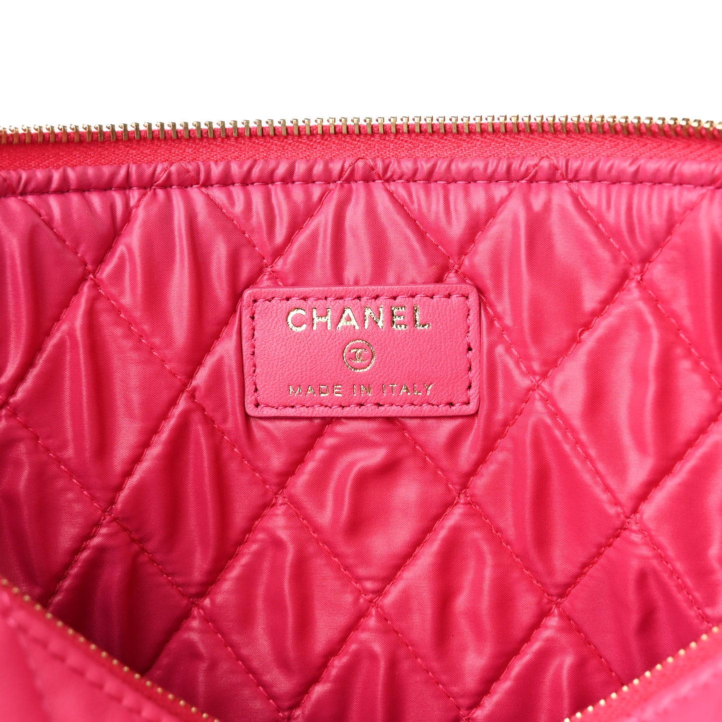 Lambskin Quilted Medium Cosmetic Case Dark Pink
