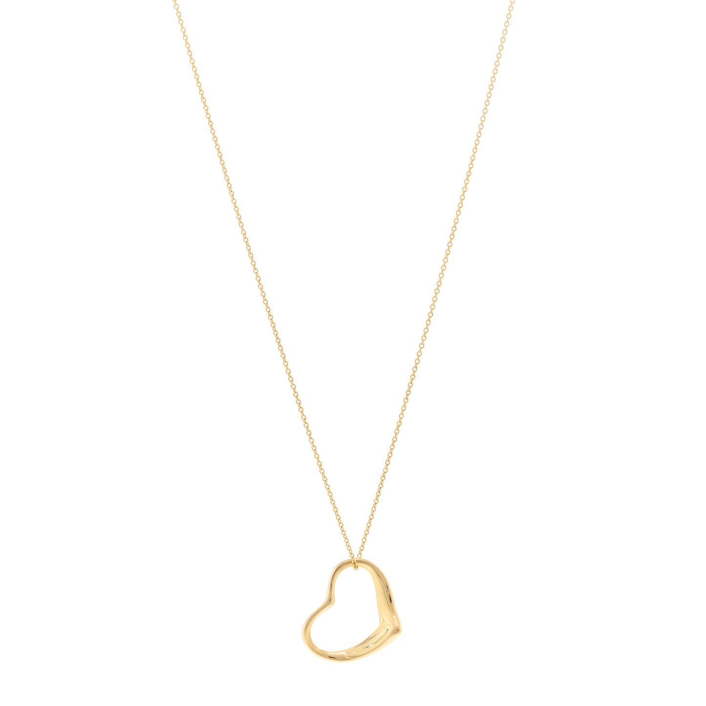 18K Yellow Gold 22mm Elsa Peretti Open Heart Pendant Necklace