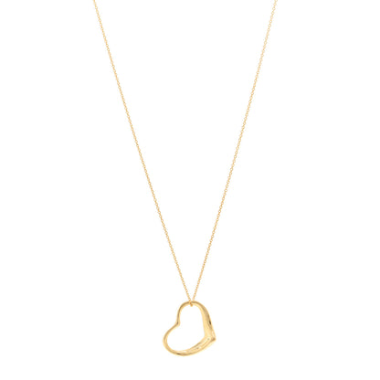 Tiffany 18K Yellow Gold 22mm Elsa Peretti Open Heart Pendant Necklace 1 of 5