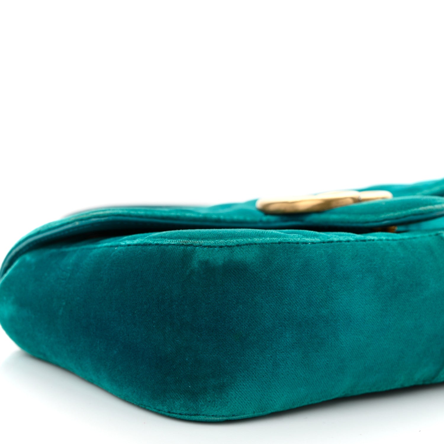 Gucci Velvet Matelasse Mini GG Marmont Shoulder Bag Pavone Cyan 9 of 10