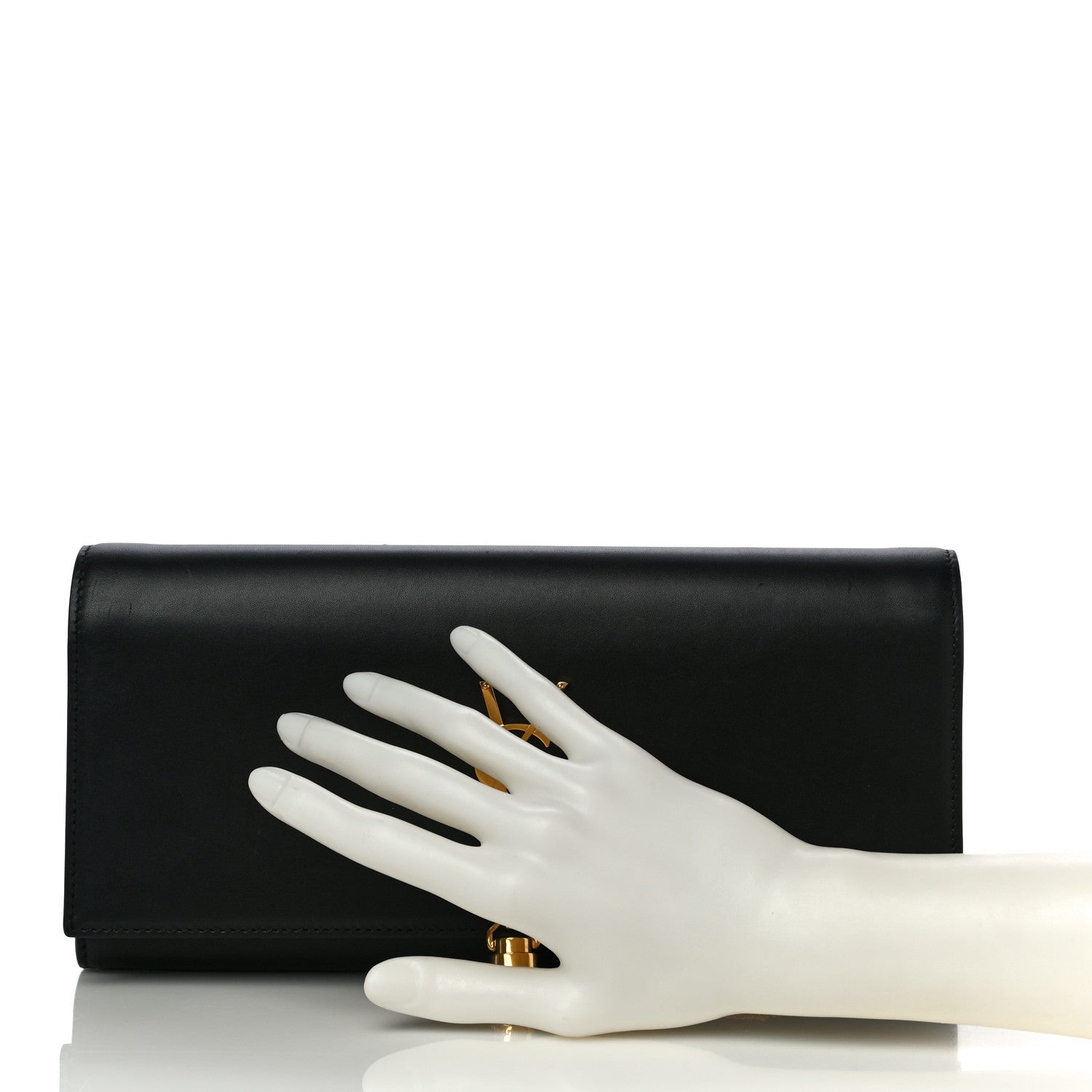 Saint Laurent Calfskin Classic Monogram Tassel Clutch Black 2 of 9