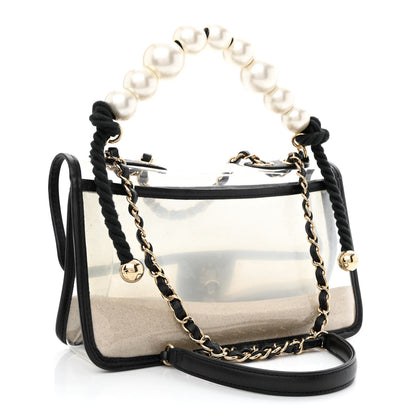 Chanel Lambskin PVC Sand By The Sea Flap With Pearl Strap Black 3 of 11