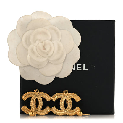 Chanel CC Drop Earrings Matte Gold 5 of 5