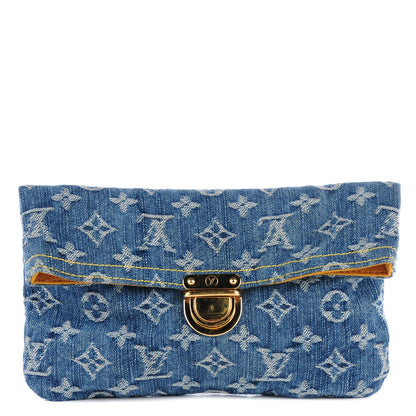 Louis Vuitton Monogram Denim Pochette Plat Clutch Blue 1 of 7