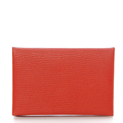 Hermes Chevre Mysore Calvi Card Case Capucine 1 of 8