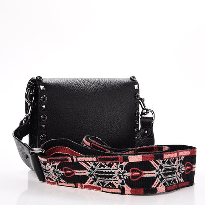 Valentino Garavani Calfskin Small Guitar Strap Rockstud Rolling Shoulder Flap Bag Black 3 of 6
