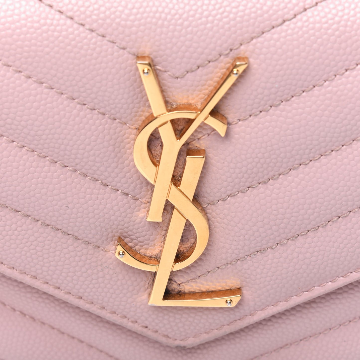 Grain De Poudre Matelasse Chevron Monogram Flap Wallet Pale Pink