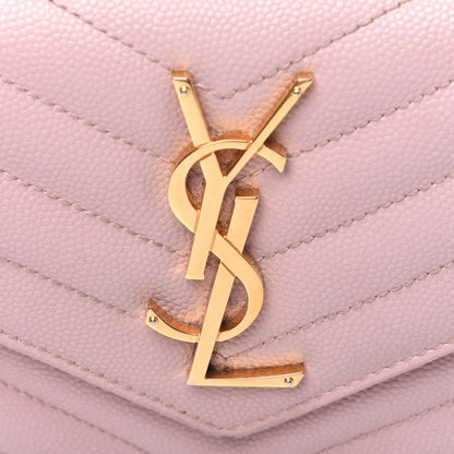 Saint Laurent Grain De Poudre Matelasse Chevron Monogram Flap Wallet Pale Pink 18 of 20