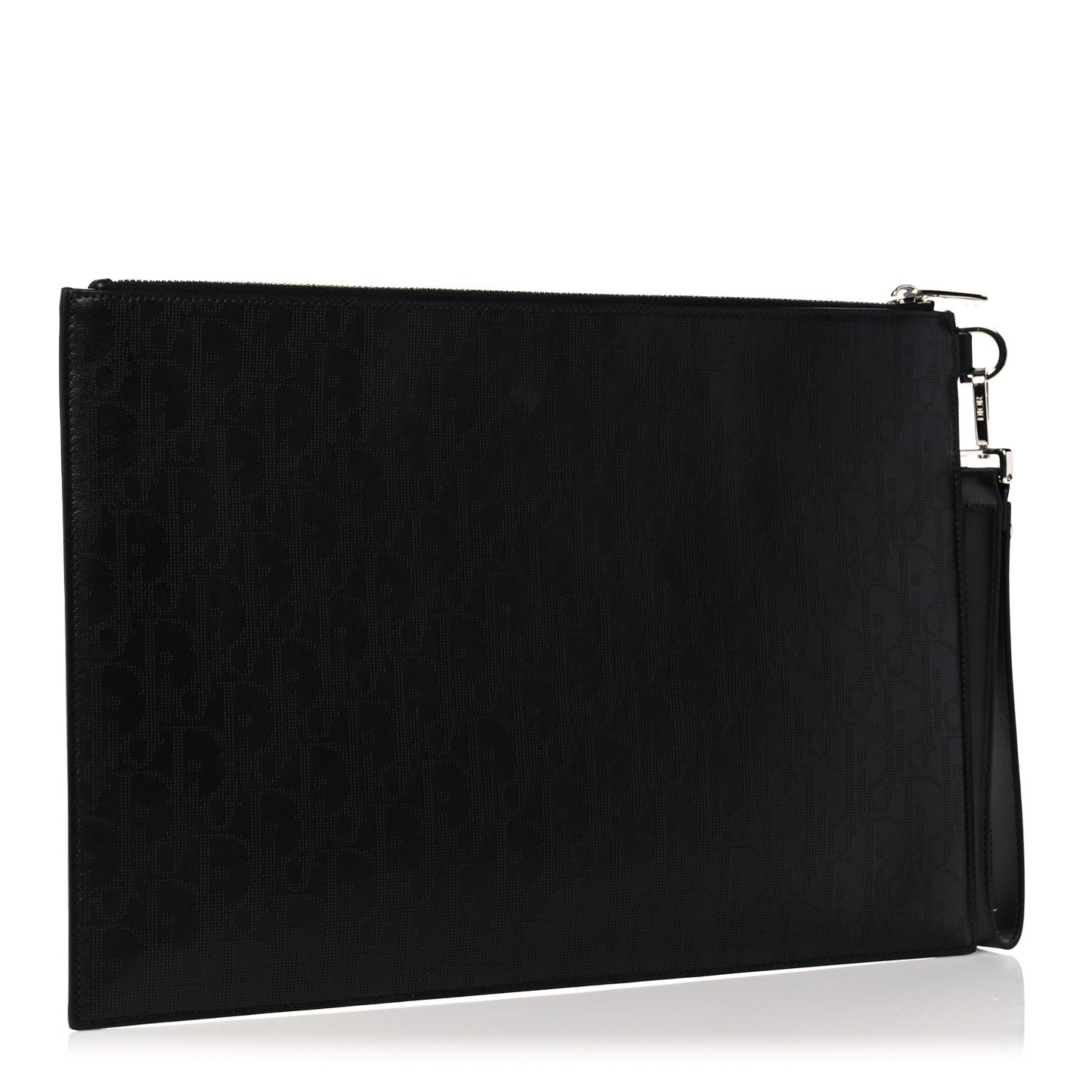 Calfskin Perforated Oblique Galaxy Pouch Black