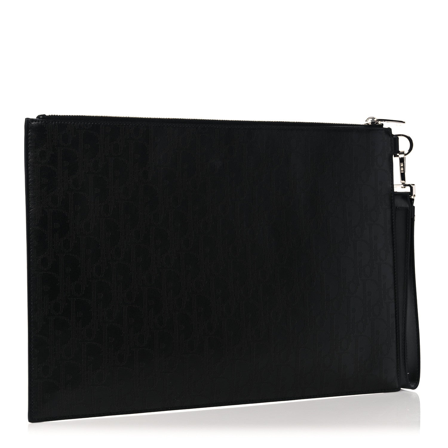 Christian Dior Calfskin Perforated Oblique Galaxy Pouch Black 3 of 10