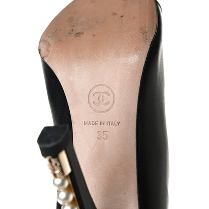 Chanel Lambskin Grossgrain Pearl Cap Toe Boots 35 Black 10 of 14