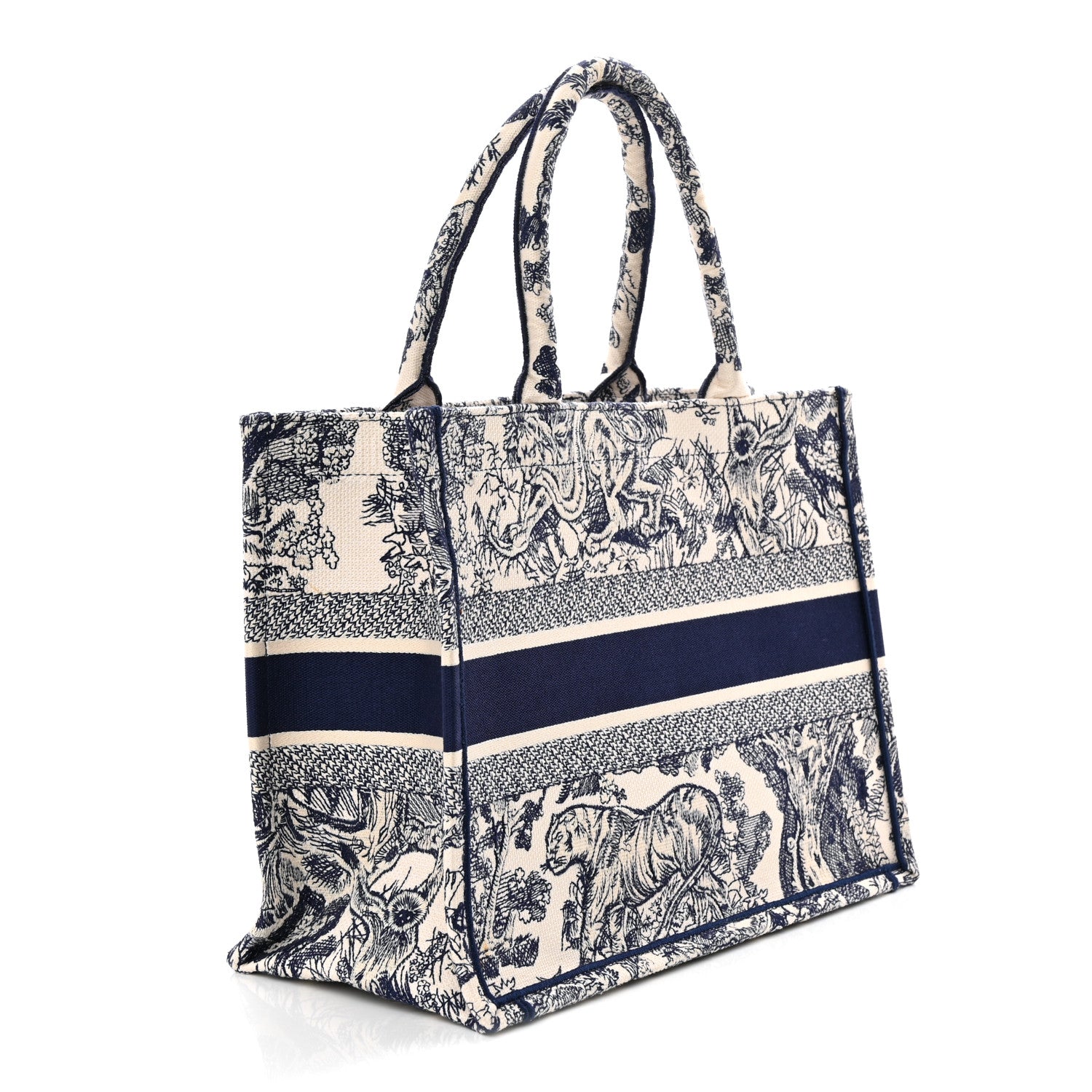 Christian Dior Canvas Embroidered Medium Dioriviera Toile De Jouy Book Tote Blue 3 of 13