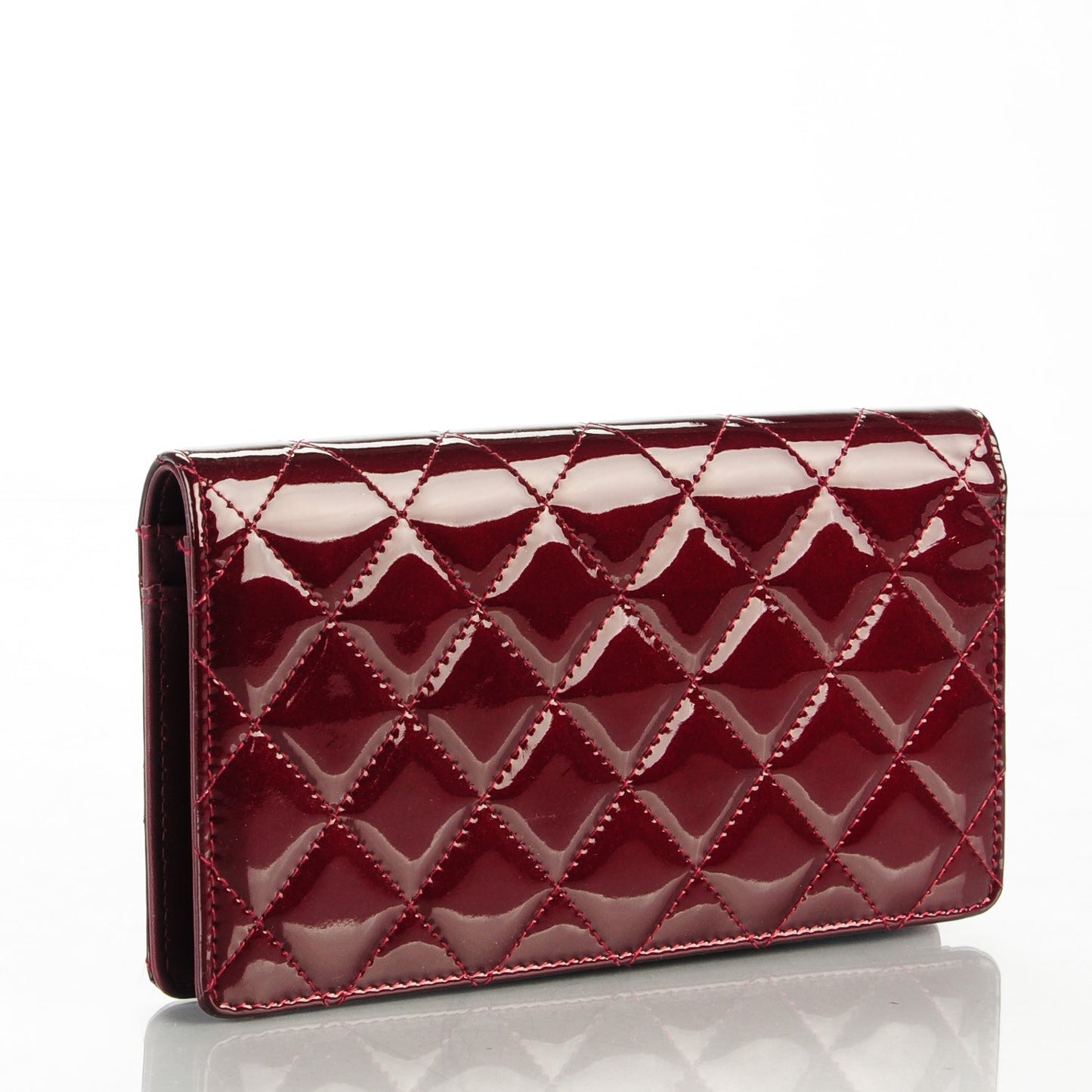 Patent Quilted Brilliant Yen Wallet Bordeaux
