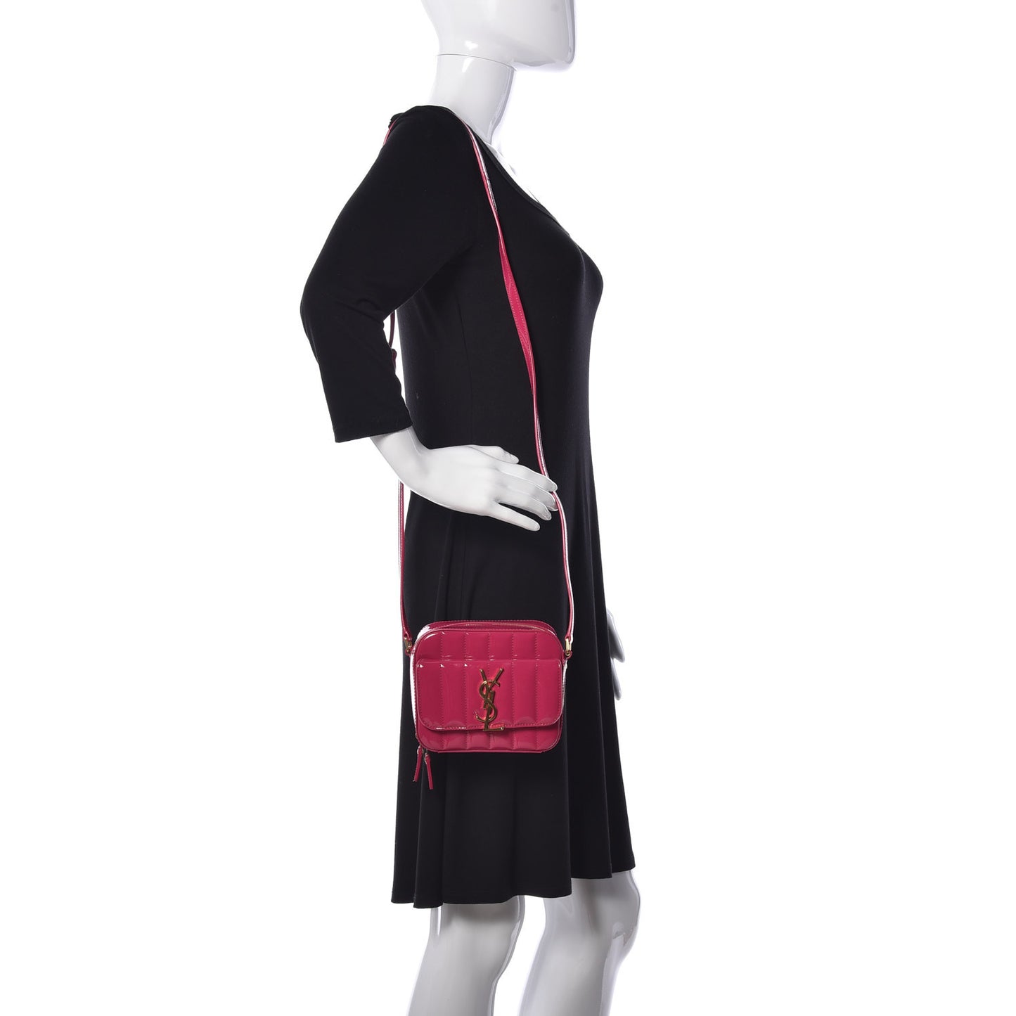 Patent Matelasse Monogram Toy Vicky Camera Bag Bubblegum
