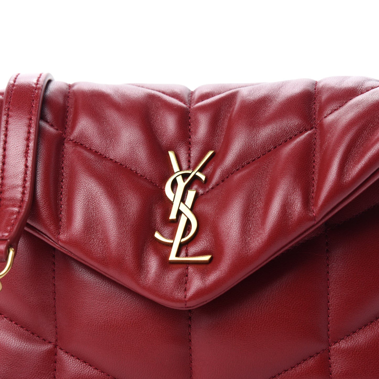 Lambskin Quilted Toy Loulou Puffer Monogram Chain Satchel Red