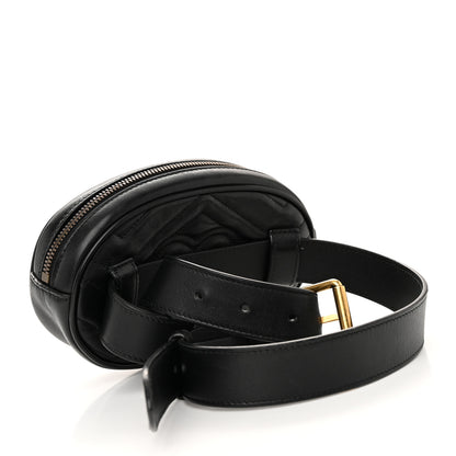 Gucci Calfskin Matelasse GG Marmont Belt Bag 85 34 Black 3 of 12