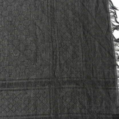 Gucci Wool Silk GG Monogram Diamante Plaid Surviee Shawl  Graphite Black 3 of 3