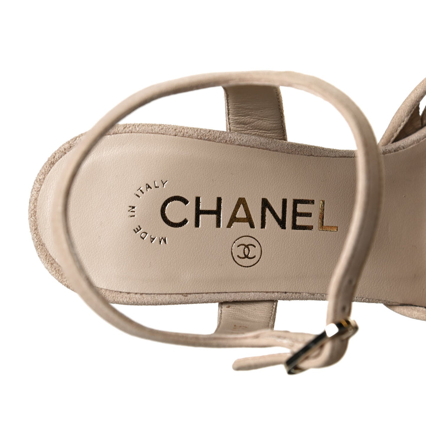 Suede Grosgrain Criss Cross Ankle Strap Sandals 37 Beige