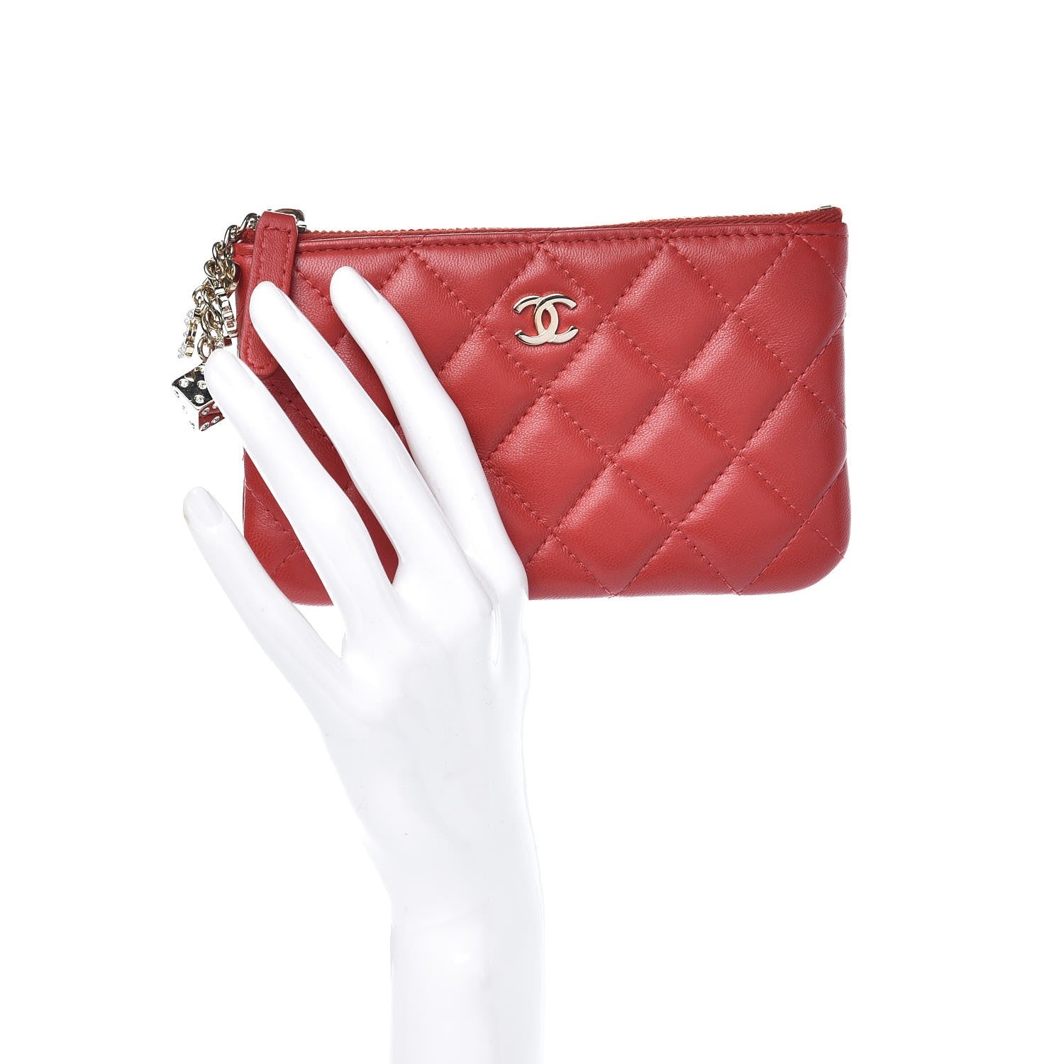 Chanel Lambskin Quilted Small Casino Cosmetic Case Red 2 of 7