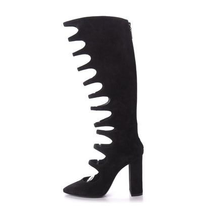 Saint Laurent Suede Cut Out Joplin Over The Knee Boots 39.5 Black 1 of 9