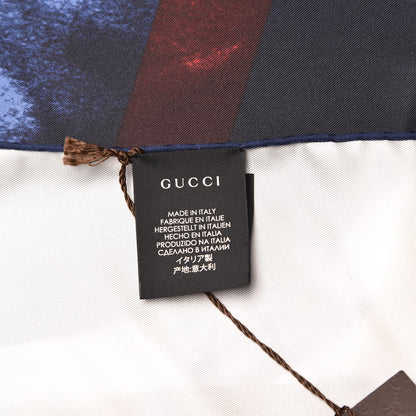Gucci Silk Printed Scarf Blue Multi 4 of 5
