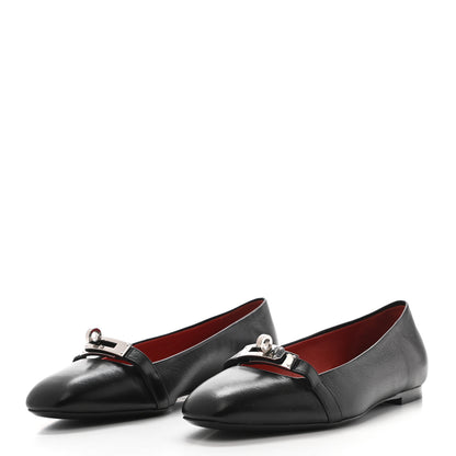 Hermes Goatskin Bilbao Ballerina Flats 36.5 Black 3 of 7