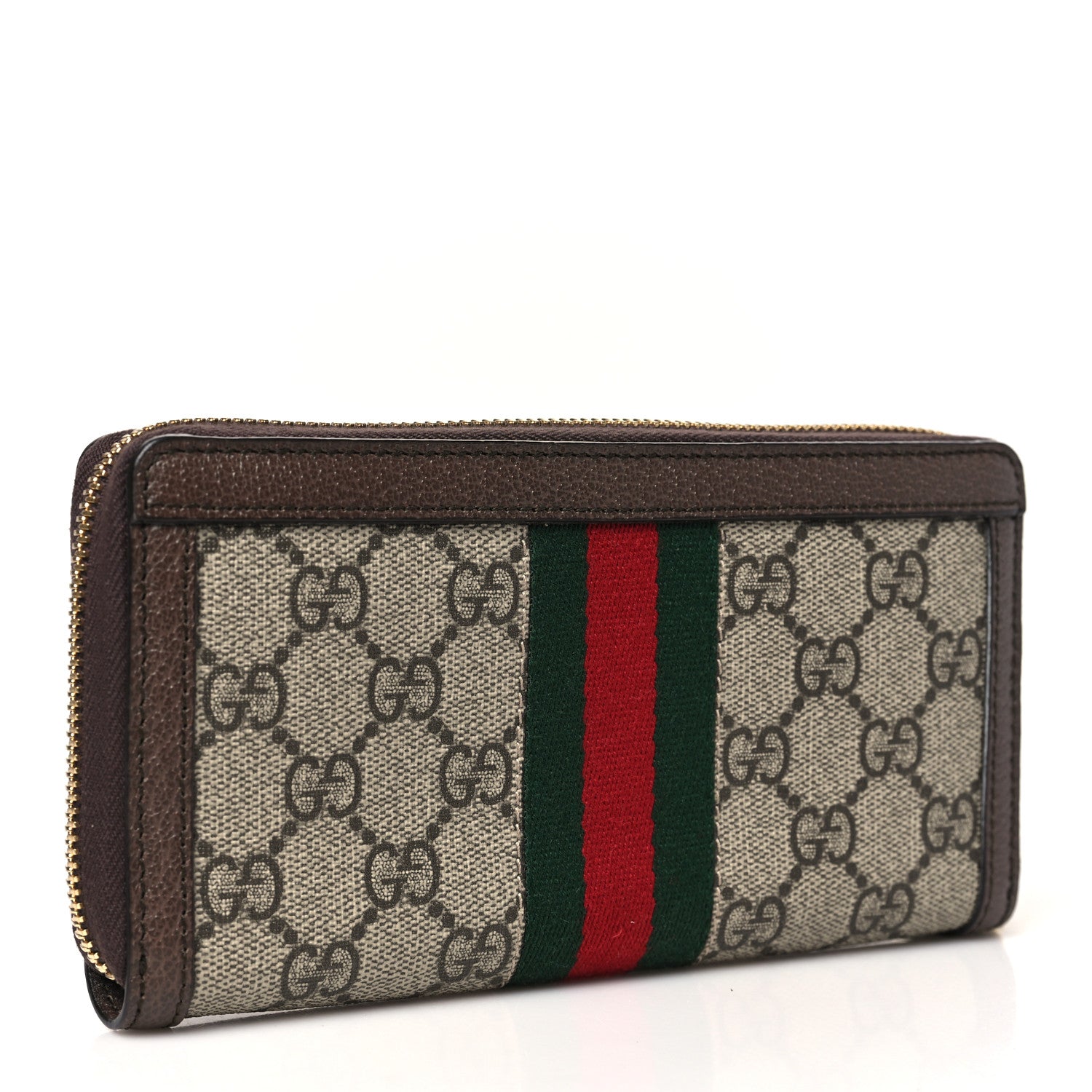 Gucci GG Supreme Monogram Web Ophidia Zip Around Wallet Brown 3 of 8
