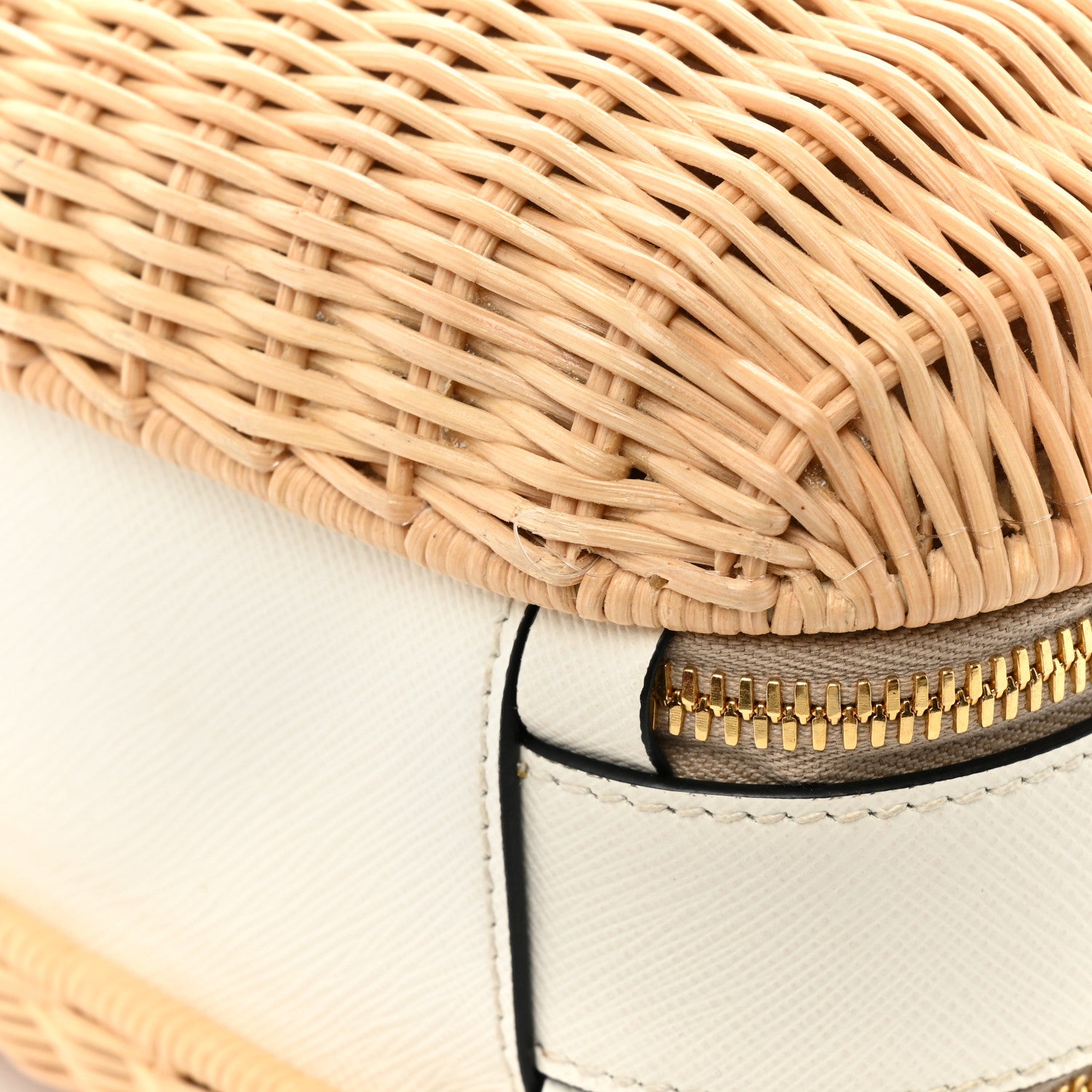 Prada Wicker Saffiano Midolino Odette Top Handle Bag Tan White 22 of 22