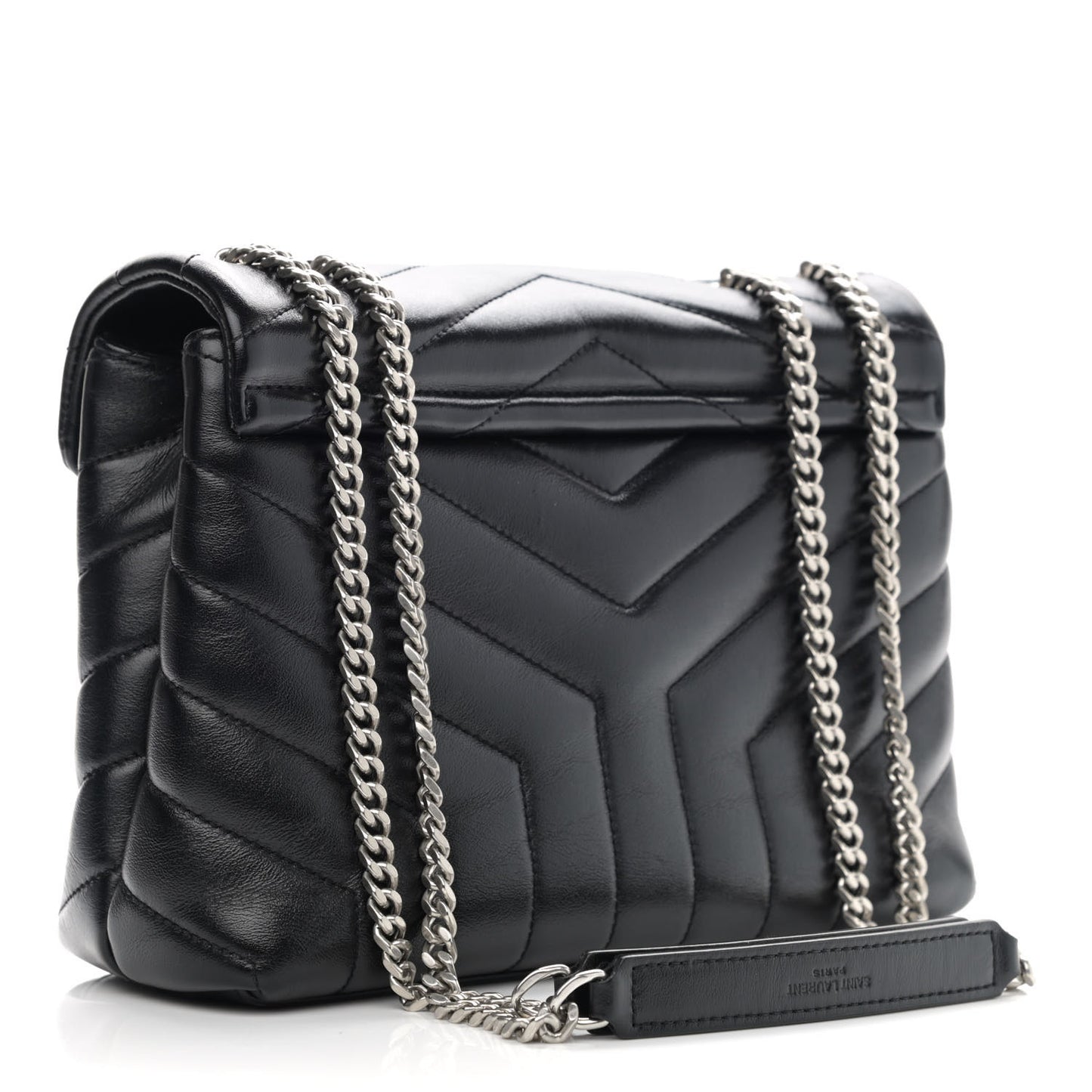 Calfskin Y Quilted Monogram Small Loulou Chain Satchel Black