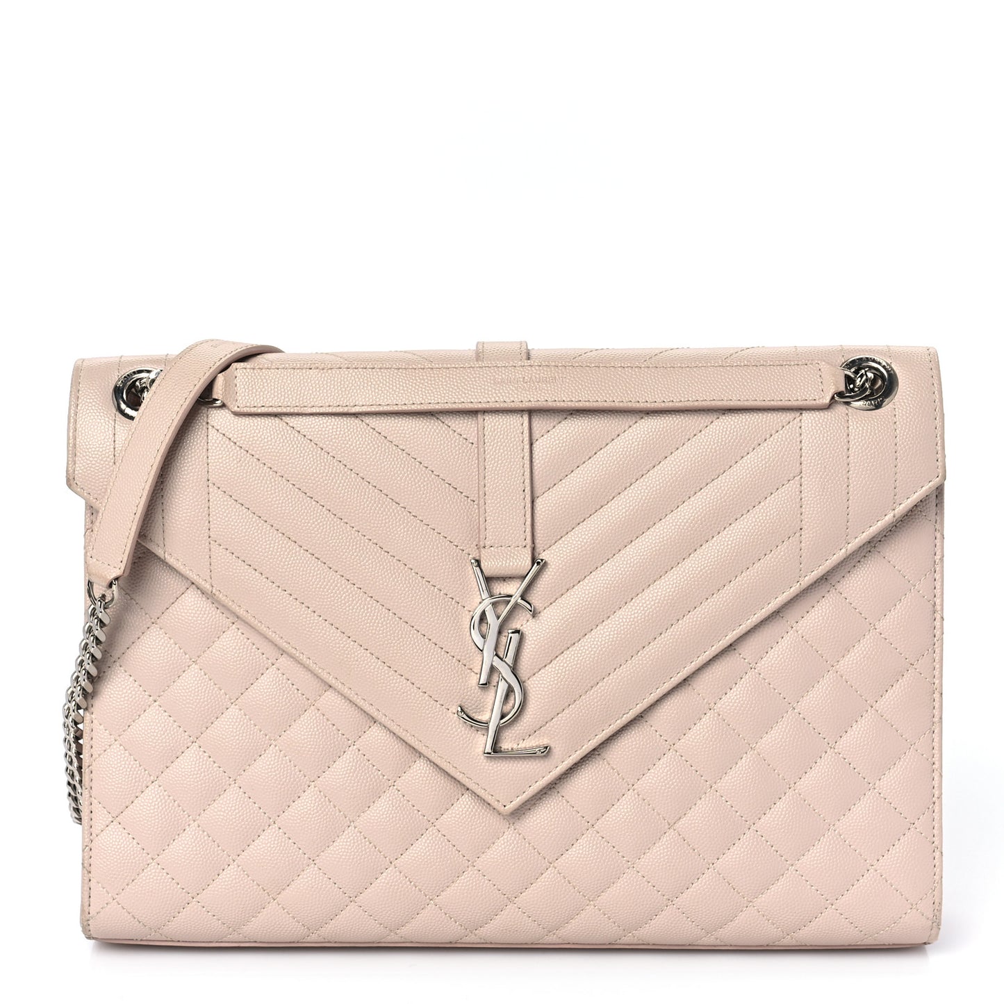 Grain De Poudre Textured Mixed Matelasse Large Triquilt Monogram Satchel Rose