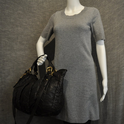 Miu Miu Nappa Leather Large Patchwork Tote Brown 2 of 10