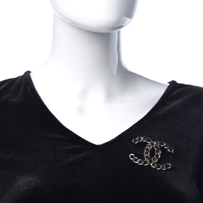 Chanel Lambskin Chain CC Brooch Black Gold 2 of 5