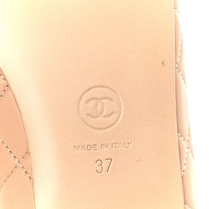 Chanel Lambskin Quilted CC Ballerina Flats 37 Light Beige 6 of 8