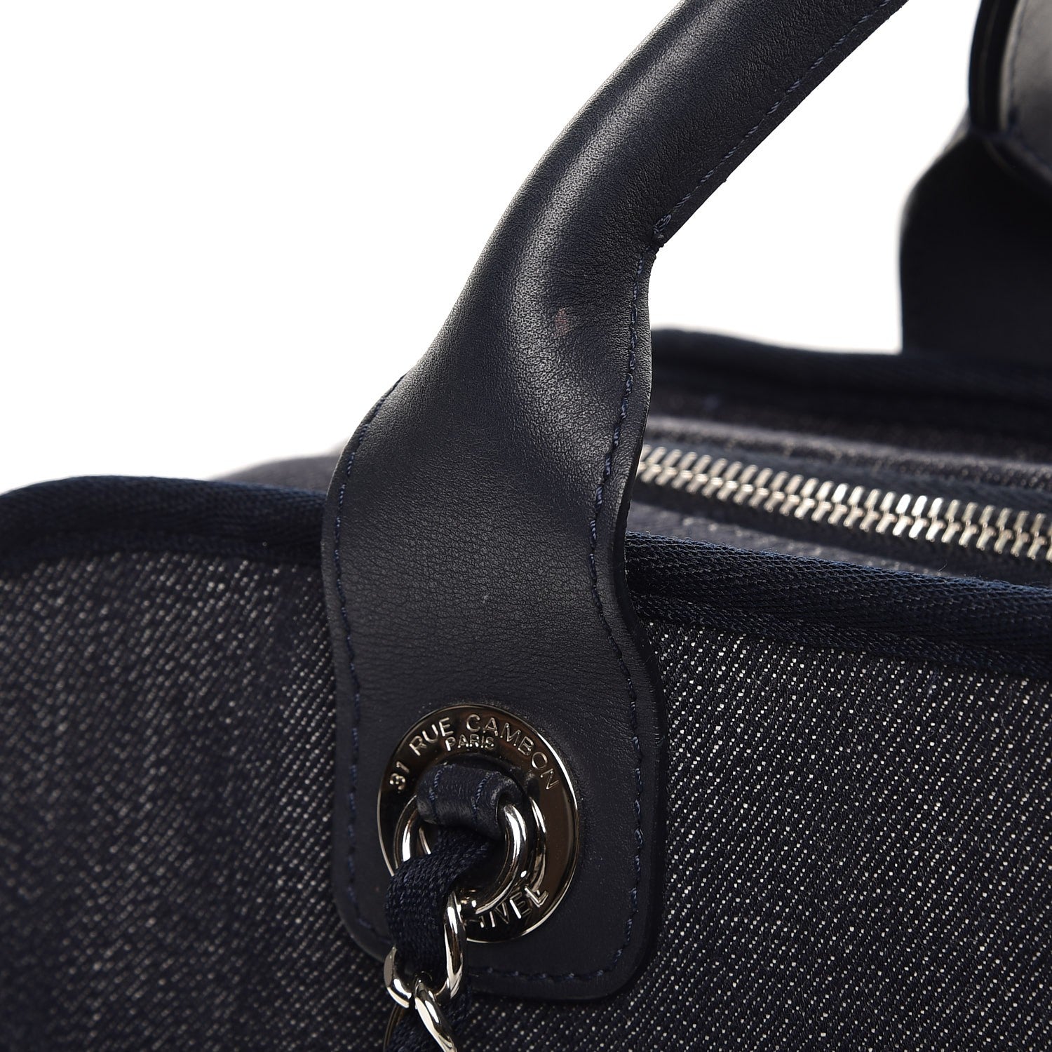 Chanel Denim Deauville Bowling Bag Dark Blue 9 of 9