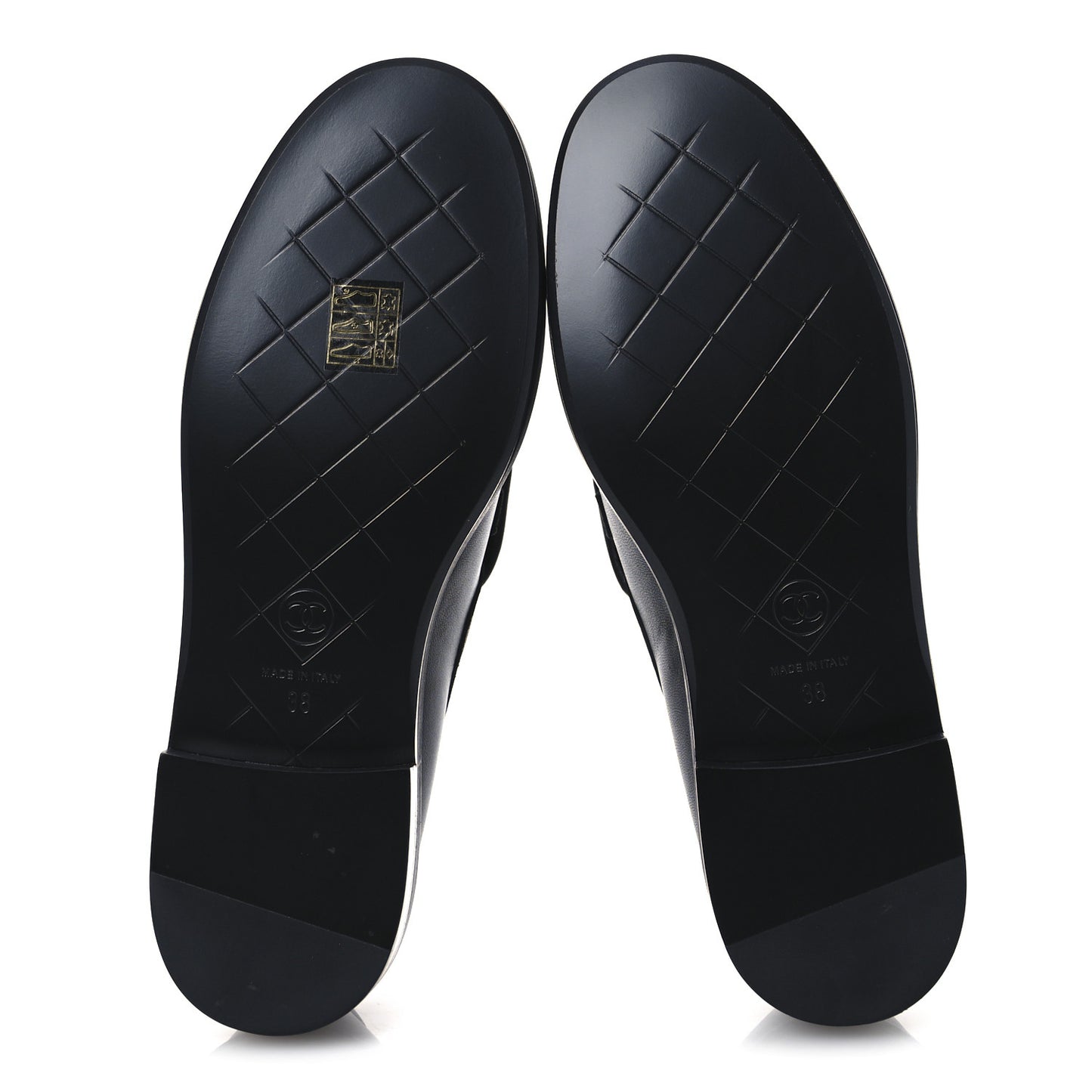 Lambskin Quilted CC Turnlock Loafers 38 Black