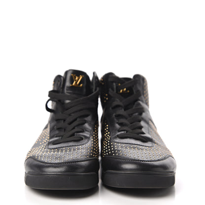 Louis Vuitton Calfskin Studded High Top Sneakers 37 Black 4 of 7