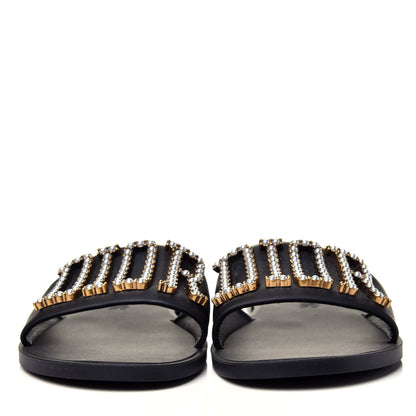 Christian Dior Matte Calfskin Pearl Dio(r)evolution Slide Sandals 38 Black 2 of 10