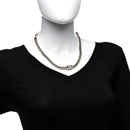 Chanel Metal Lambskin Crystal Chain CC Necklace Black Gold 2 of 4
