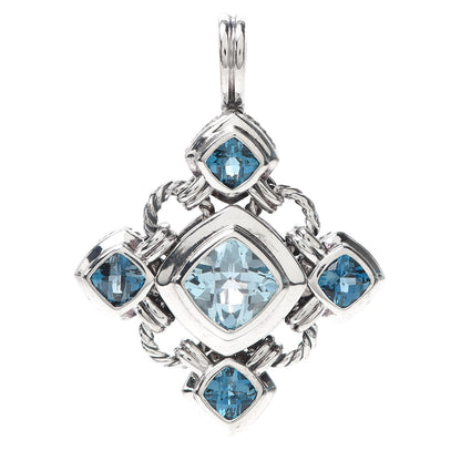 David Yurman Sterling Silver Blue Topaz Renaissance Cross Enhancer Pendant 1 of 3