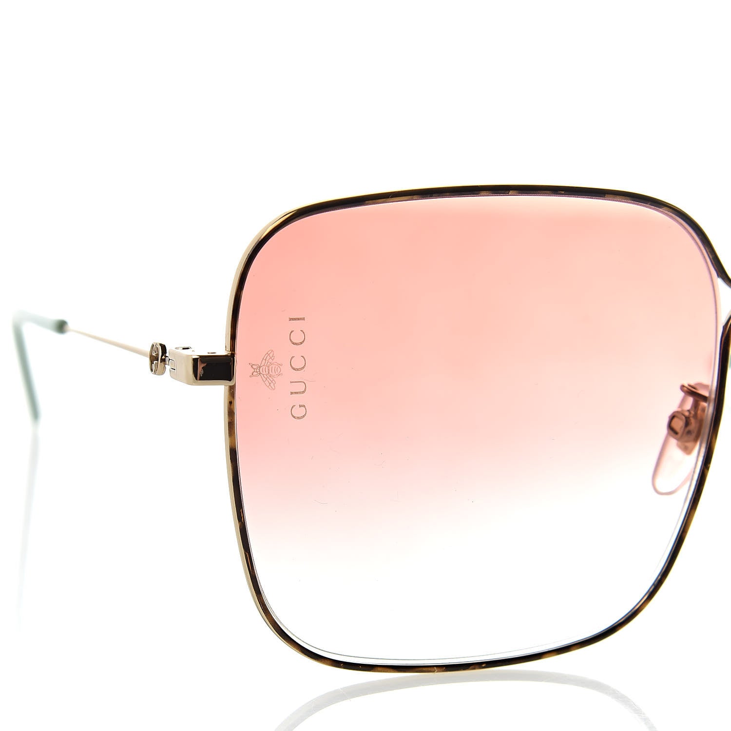 Gucci Metal Square Frame Sunglasses GG0443S Gold Pink 7 of 8