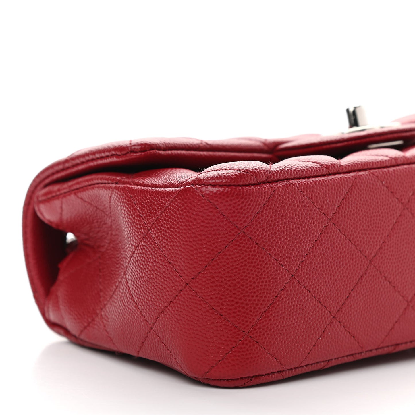 Caviar Quilted Mini Rectangular Flap Dark Red
