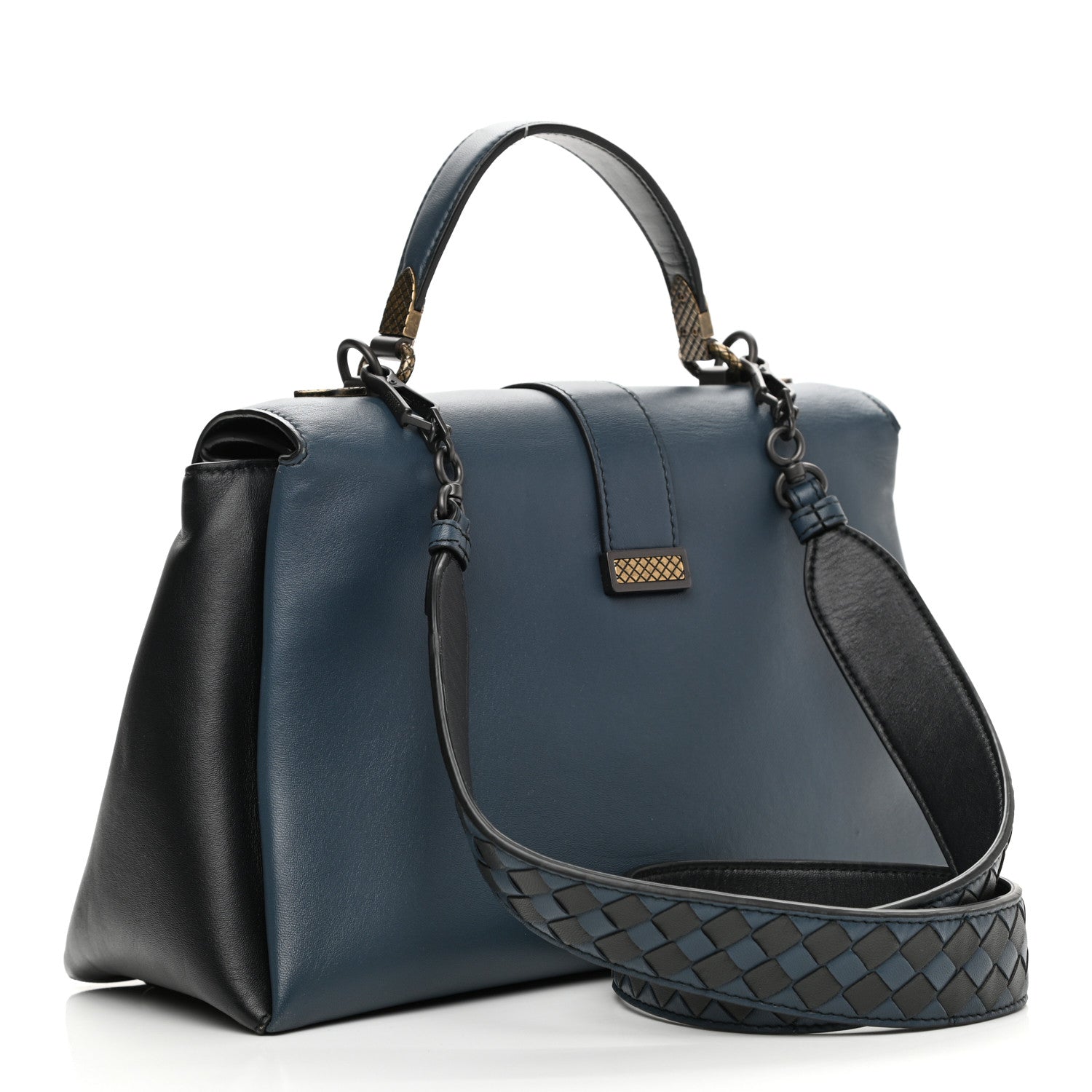 Bottega Veneta Nappa Small Bicolor Piazza Bag Ferro Gray Denim 3 of 11