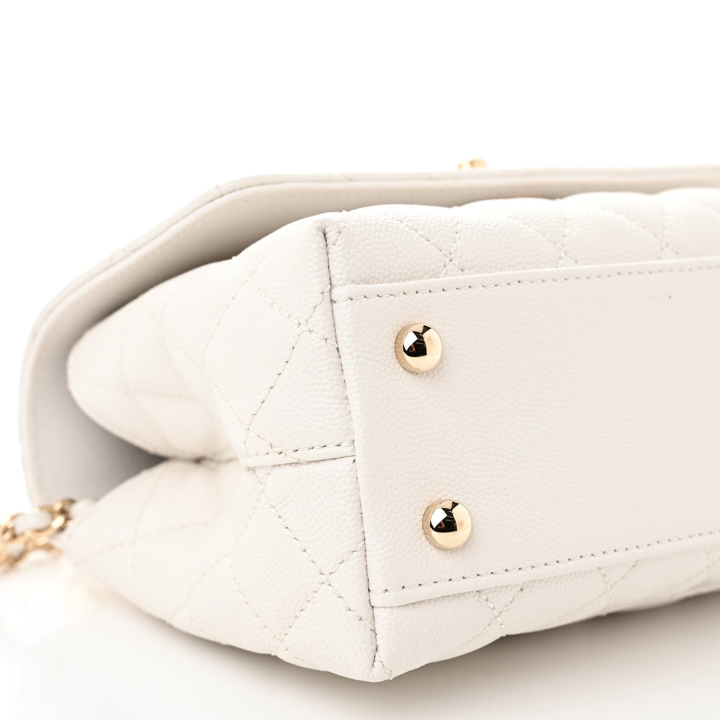 Caviar Quilted Mini Coco Handle Flap White