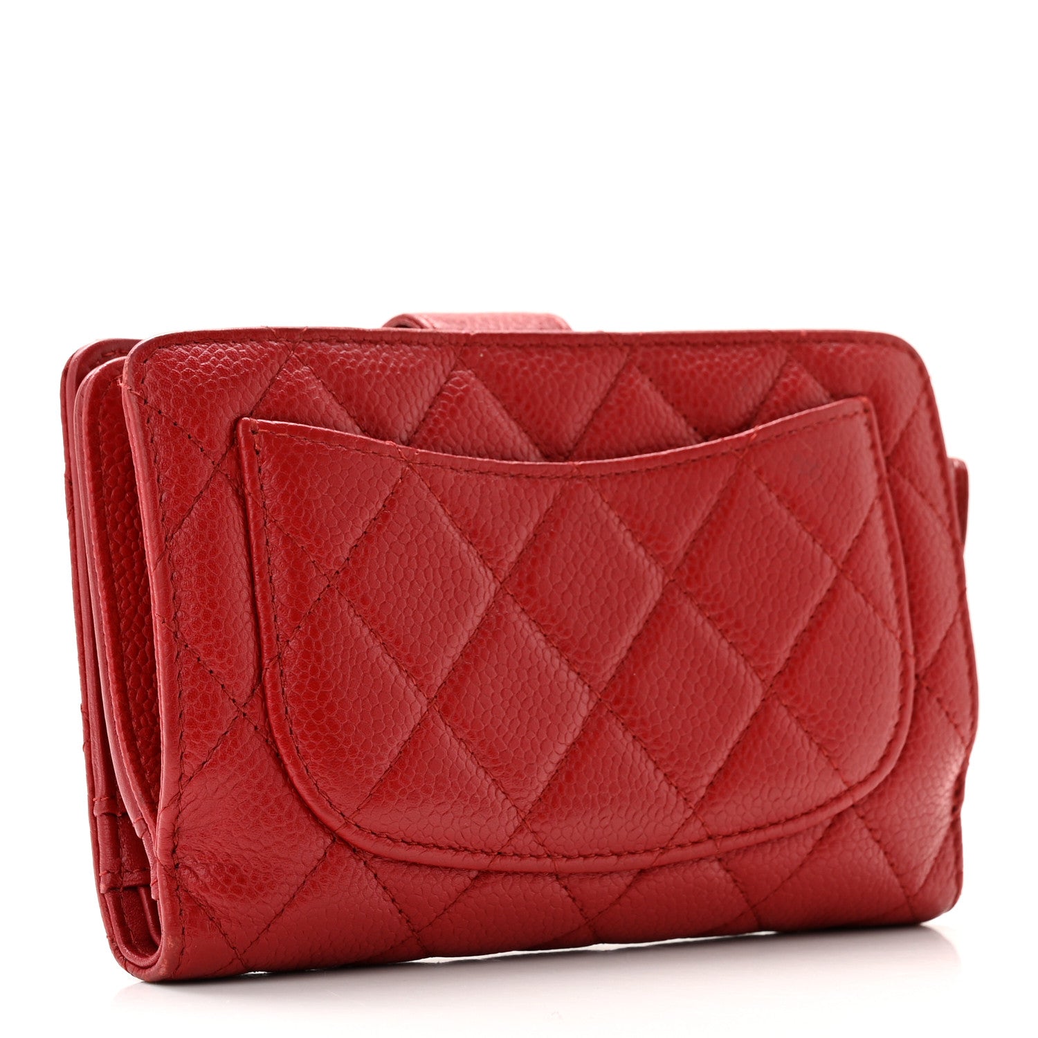 Chanel Caviar Quilted Zipped Pocket Wallet Red 3 of 20