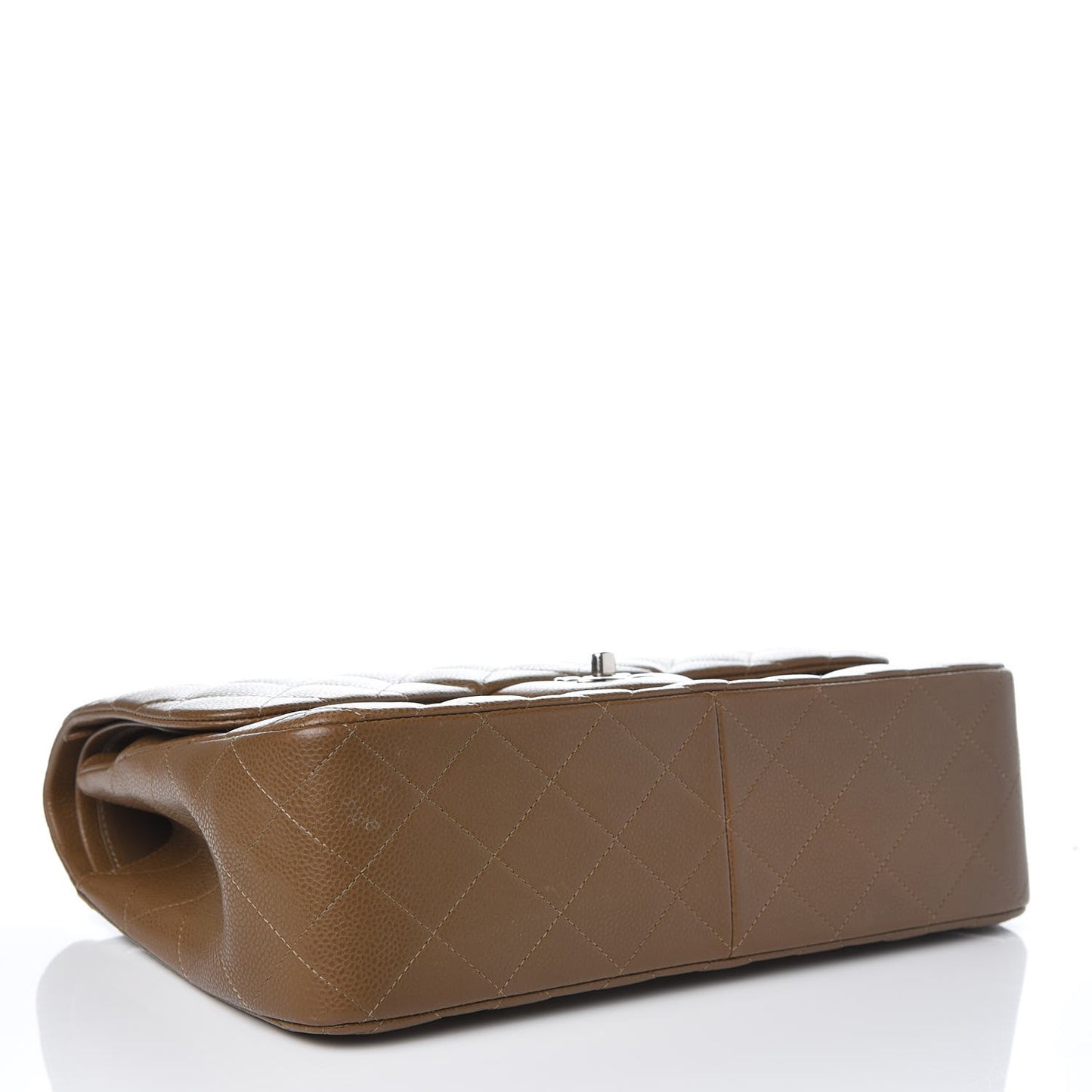 Caviar Quilted Jumbo Double Flap Dark Beige