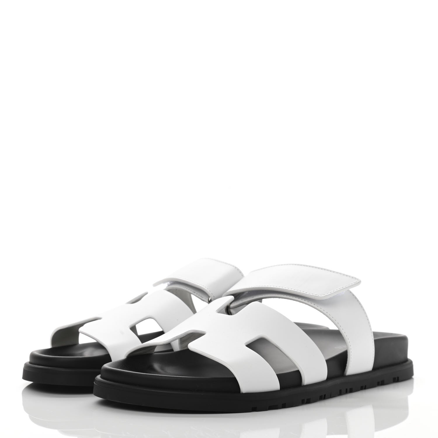Hermes Calfskin Womens Chypre Sandals 37 White 3 of 9